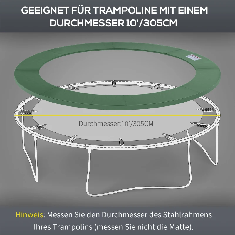 HOMCOM Trampolin Randabdeckung Ø305 cm breit, Reißfest UV-resistent Federabdeckung, Wasserabweisend, Trampolinzubehör Randschutz Sicherheitsnetz Ersatzteile für Gartentrampoline, Grün