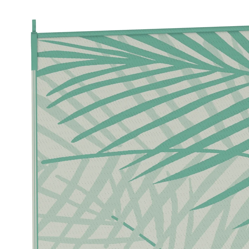 Outsunny Alfombra de Exterior Reversible 365x274 cm con Patrón de Hojas de Pino y Bolsa de Transporte Impermeable Verde y Crema