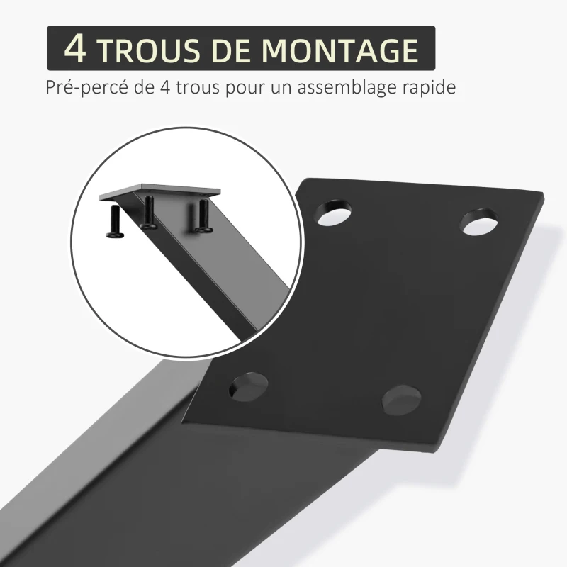 HOMCOM Lot de 2 pieds de table en acier forme en croix - 72H cm - design industriel