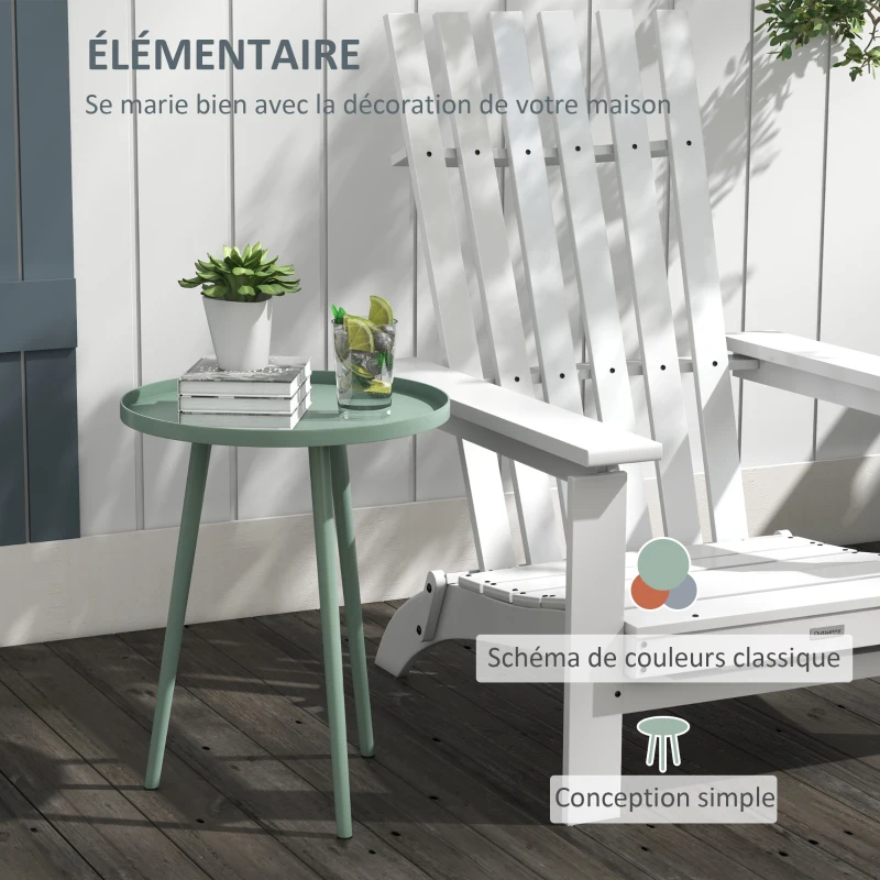Outsunny Table basse de jardin ronde, table d'appoint extérieur avec bord rond en acier, dim. Ø40 x 50H cm vert