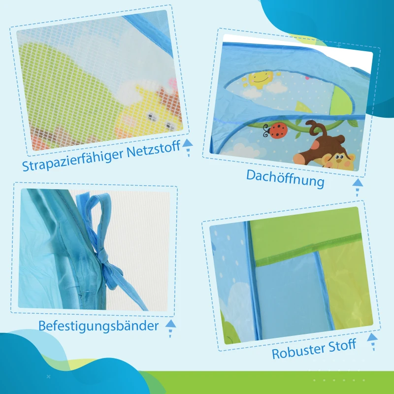 HOMCOM Pop up Kinderspielzelt 3-teiliges Babyzelt Kinderzelt Tunnel Faltbar Polyester 230 x 74 x 93 cm