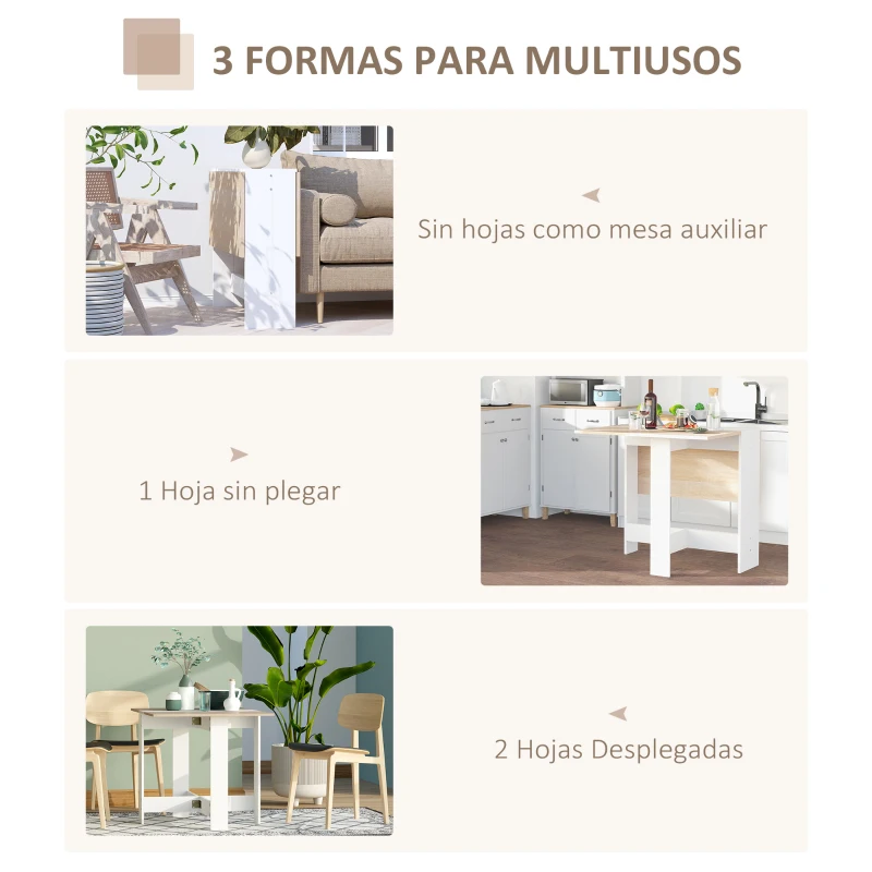 HOMCOM Mesa Plegable de Comedor Mesa Auxiliar de Cocina con Alas Abatibles Ahorra Espacio Diseño Moderno 103x76x73,5cm Madera