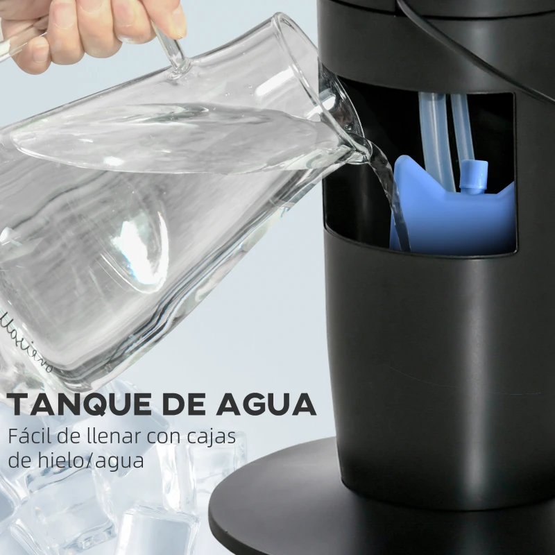 HOMCOM Climatizador Evaporativo 60W Silencioso con Mando 3 Velocidades Oscilación 70° Pantalla LED Táctil 31,5x31,5x107cm Negro