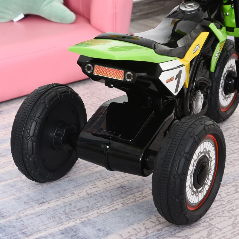 HOMCOM Tricycle Enfants Moto Cross Effets musicaux et Lumineux Coffre Rangement Vert(m-7)