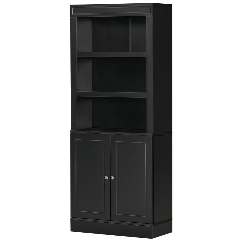 HOMCOM Credenza Cucina in Legno con Ripiani e Armadietto 2 Ante con Mensole Regolabili, 74.6x35.5x182.5cm