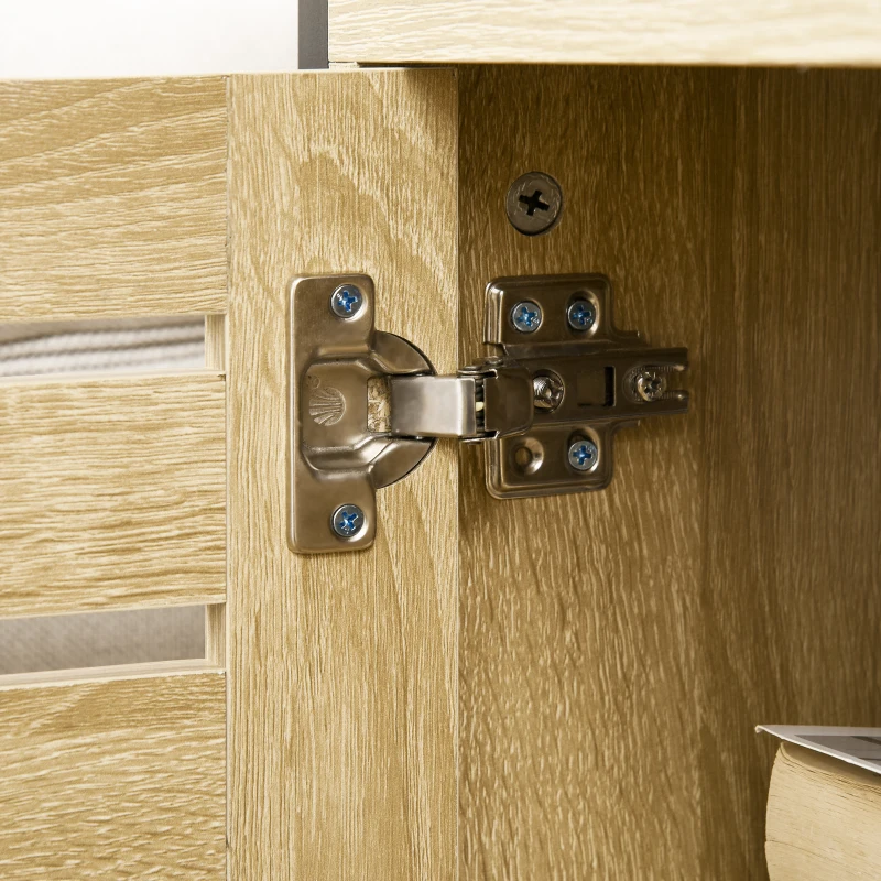 HOMCOM Kommode im Industrie-Design, Sideboard, Küchenschrank, 2 Regale, 2 Schränke, Schwarz + Natur