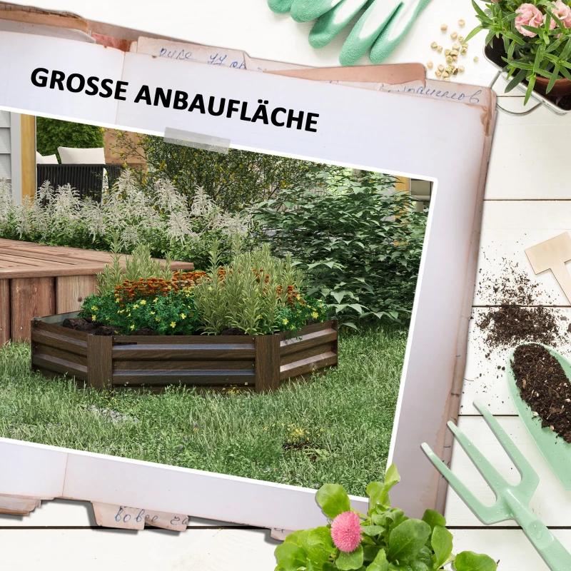 Outsunny Hochbeet Gartenbeet Kräuterbeet, wetterbeständig, offener Boden, 113 x 98 x30 cm, Dunkelbraun