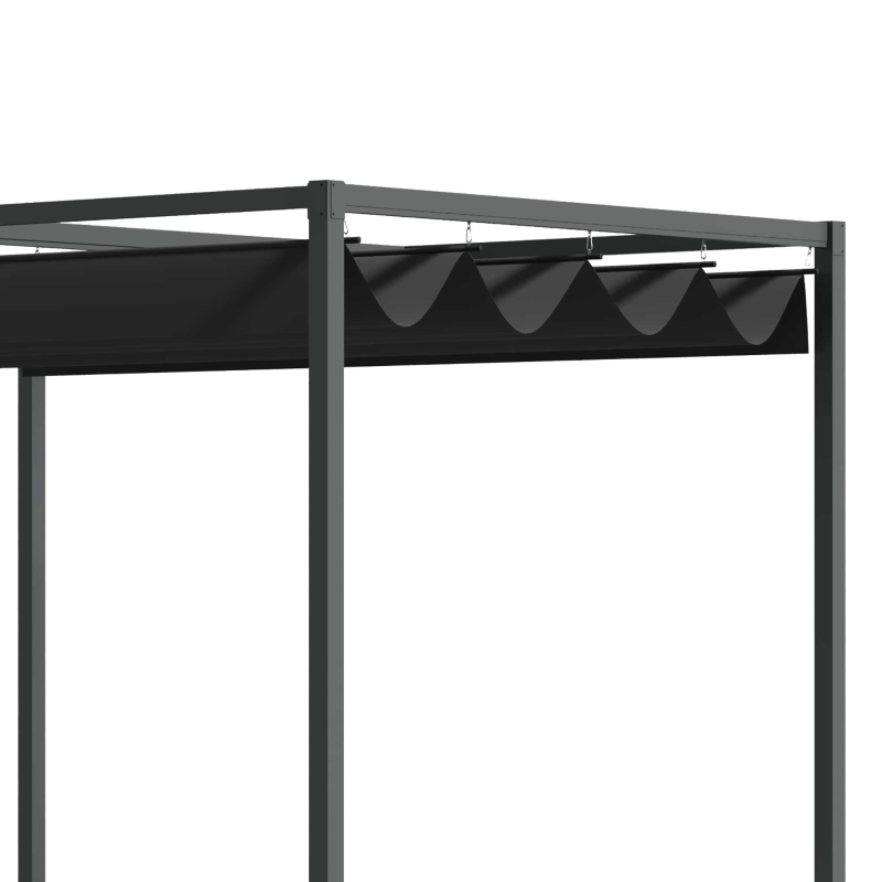 Outsunny Pergola ca. 3x2m Garten Pavillon Terrassendachung Metall Freistehender Gartenpavillon mit Verstellbares Dach, UV Schutz, Sonnenschutz für Terrasse und Garten, Schwarz+Grau