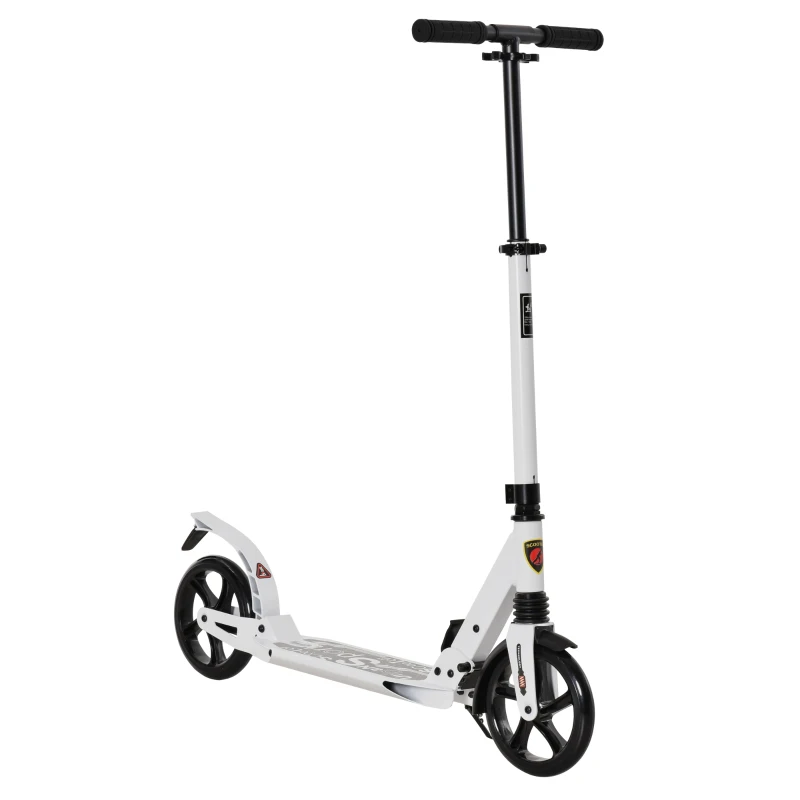 HOMCOM Patinete Plegable Scooter con Manillar Altura Ajustable Patinete Ligero para Adultos y Niños (más de 14 años) Tipo Monopatín con Tubo de Aluminio Freno Grandes Ruedas Ø200 mm Carga 100kg