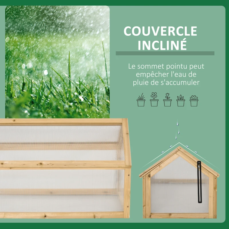 Outsunny Mini Serre de Jardin Serre à tomates dim. 90L x 52l x 49,5H cm Toit ouvrable Panneaux de Polycarbonate Bois Sapin pré-huilé