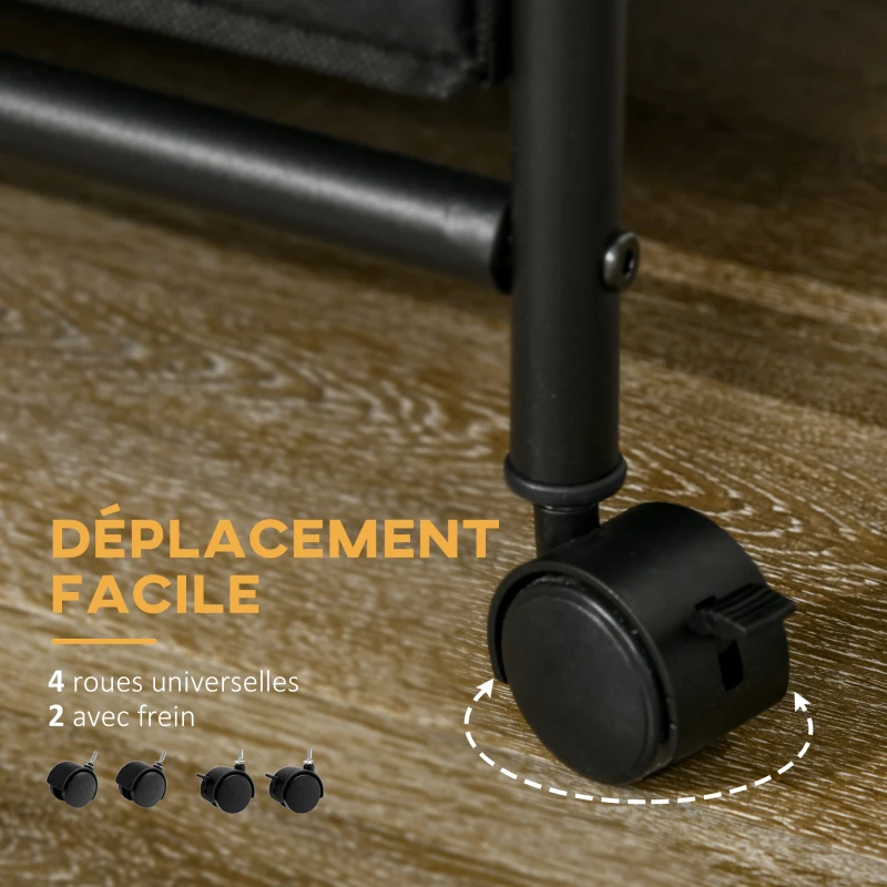 HOMCOM Meuble dressing penderie style industriel avec 6 tiroirs en tissu et 4 roulettes 63,5 x 40 x 172,5 cm noir marron