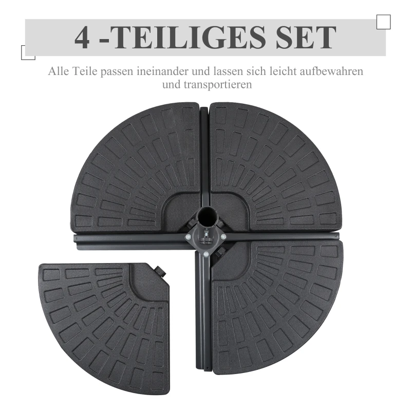 Outsunny Schirmgewicht, Schirmfuß, 4 Teile, befüllbar, für 52 kg Wasser oder 68 kg Sand, 48 x 48 x 8 cm