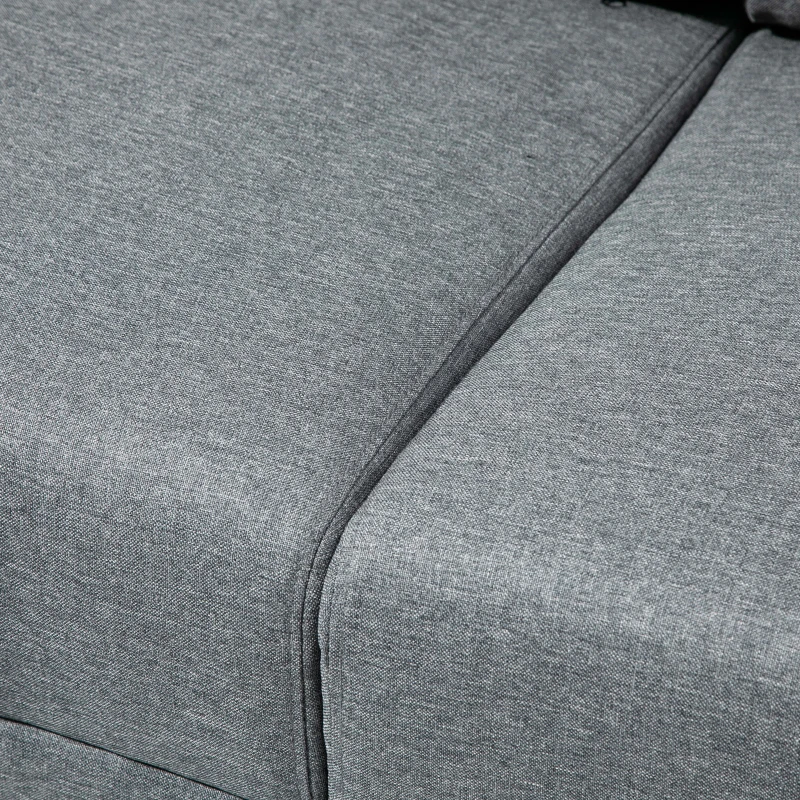 HOMCOM Divano 3 Posti Economico per Casa e Ufficio con 4 Gambe in Metallo, Divano con Braccioli Imbottiti, Tessuto Effetto Lino, Grigio