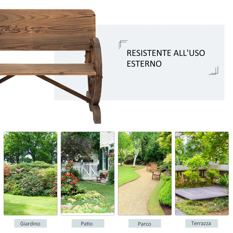 Outsunny Panca da Giardino 2 Posti con Schienale Alto, in Legno di Abete, 114x58x80 cm, Marrone