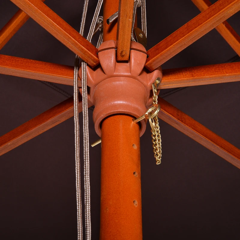 Outsunny Sombrilla de Jardín 3x3x3 m con Doble Techo Sistema de Polea Impermeable para Terraza Balcón Exterior Marrón