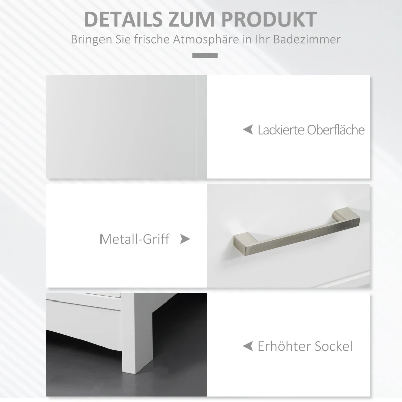 kleankin Badezimmerschrank Freistehender Bademöbel Badschrank Schrank mit Schublade Weiß+Grau 34 x 30 x 163 cm