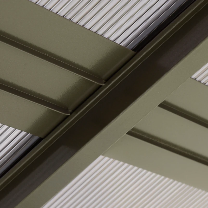 Outsunny Gazebo da Giardino con Tetto in Policarbonato e Struttura in Alluminio, 3x3m, Caffè