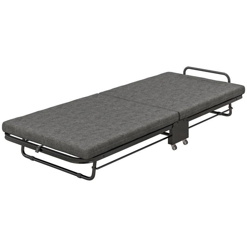 HOMCOM Single Temporary Folding Bed - Grey