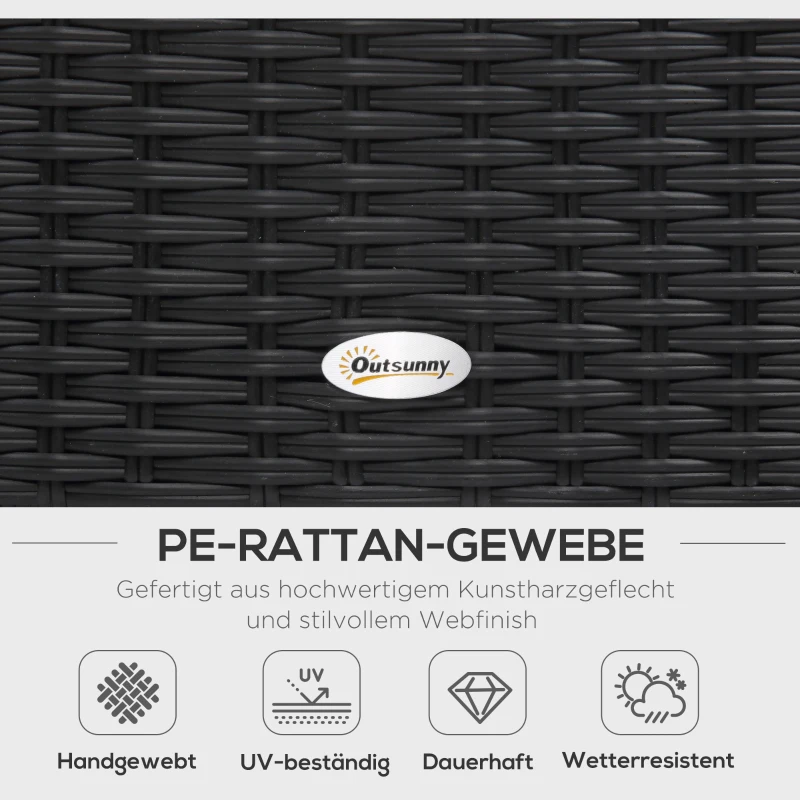 Outsunny 4-tlg. Luxus Polyrattan Gartengarnitur Gartenmöbel Garten-Set Sitzgruppe Loungeset Loungemöbel inkl. Ablagen und Beistelltisch Sitzkissen Schwarz