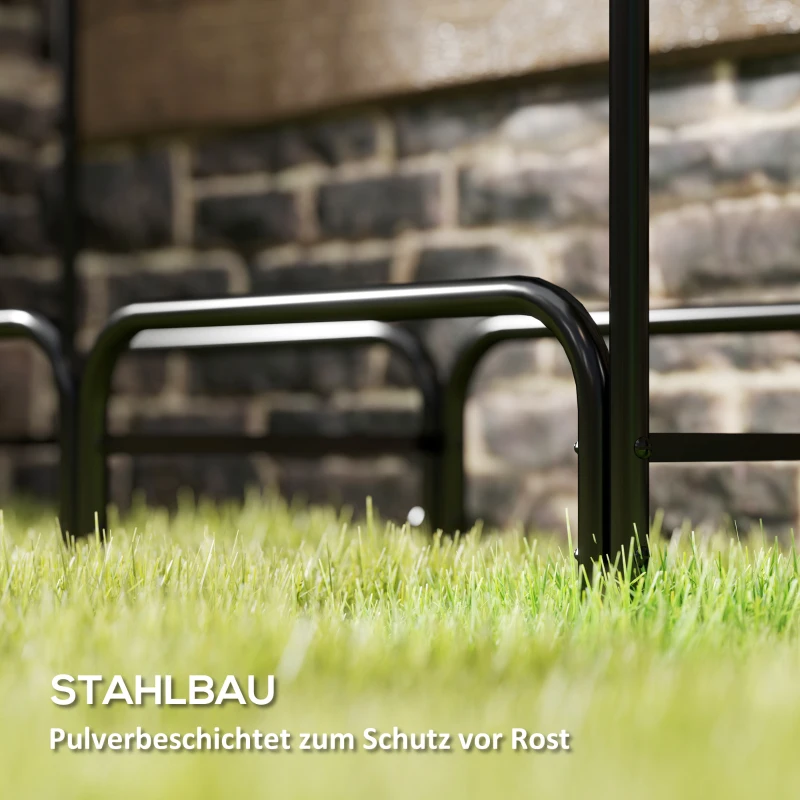 Outsunny Feuerholzgestell, 0,33 m³, mit Tragetasche & Abdeckung, Metallrahmen, bis 150 kg, 120 x 36 x 99 cm, Schwarz