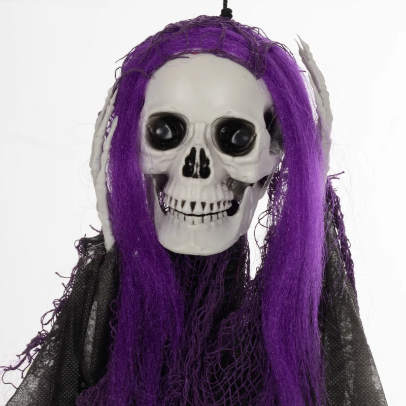 HOMCOM Hängende Skelett-Geister, 3er Set, Halloweendeko, verstellbare Arme, 90/110/200cm