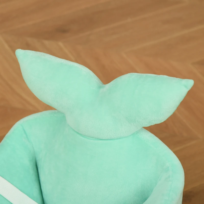 HOMCOM Caballito Balancín Forma Ballena para Niños de 18-36 Meses Mecedora de Felpa con Sonidos Cinturón de Seguridad y Reposapiés 60x33x50 cm Turquesa