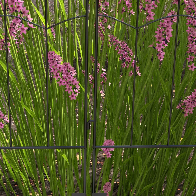 Outsunny Valla Decorativa de Jardín de 4 Paneles 88x110 cm con Diseño de Patrón de Rejilla y Ángulo Ajustable Negro