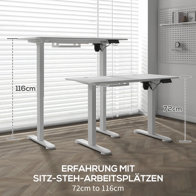 Vinsetto Stehschreibtisch, höhenverstellbar, 120x60x72-116cm, Weiß
