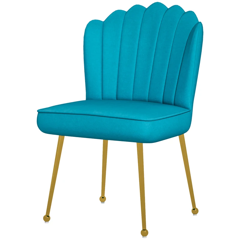 HOMCOM Velvet-Feel Shell Accent Chair - Blue