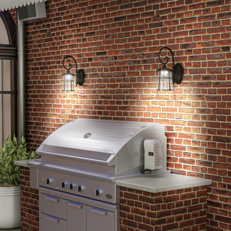 Outsunny Lot de 2 lampes murales appliques solaires LED pour l'extérieur IP44 16,5x25,5x41cm noir