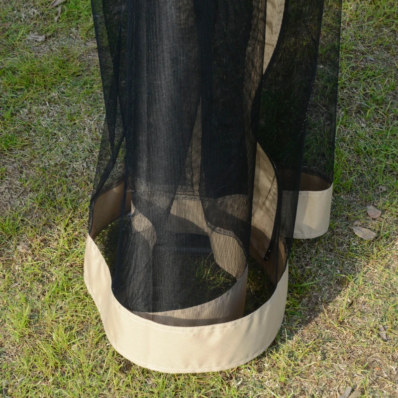 Outsunny Tonnelle pavillon de jardin avec toit rigide polycarbonate imperméable 4 parois latérales anti-UV moustiquaires 3 x 3 m marron et kaki