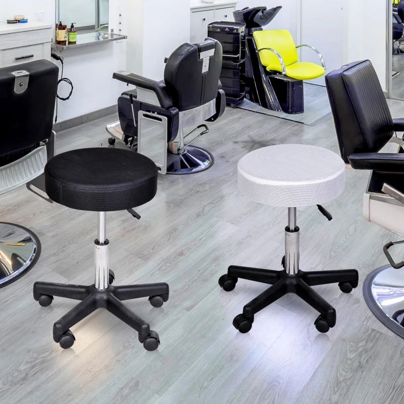 HOMCOM Lot de 2 tabourets de massage à roulettes reglable en hauteur pivotant avec trois couleurs de housse de protection