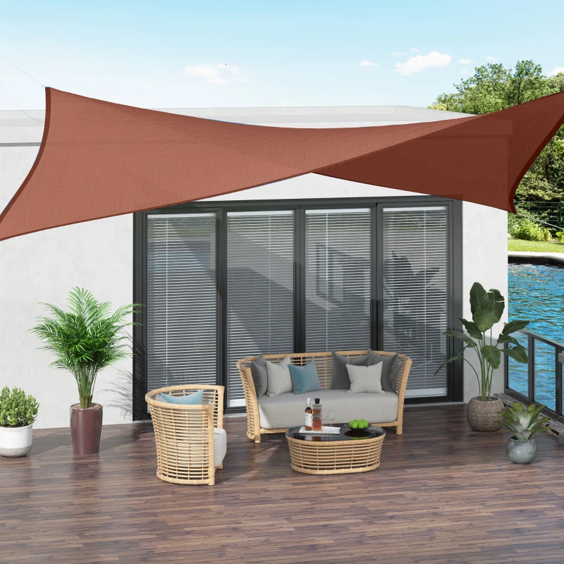 Outsunny Voile d'ombrage rectangulaire 3 x 3 m polyéthylène Haute densité Protection UV Avec sac de rangement - Coloris rouille