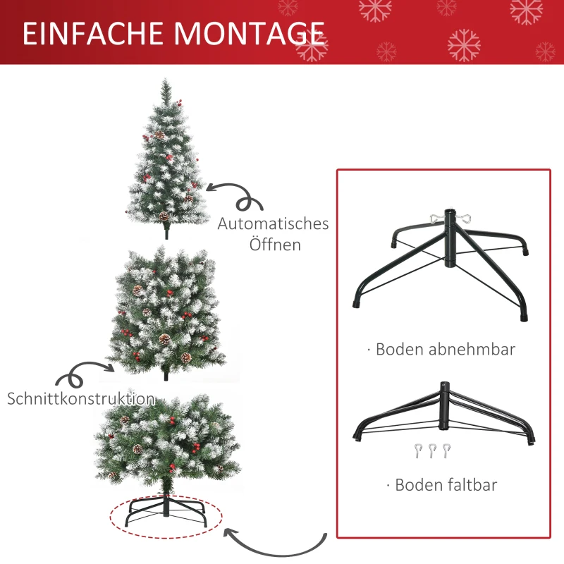 HOMCOM künstlicher Weihnachtsbaum mit 618 Astspitzen 180 cm Christbaum einfacher Aufbau Tannenbaum PVC Metall Grün Ø65 x 180 cm