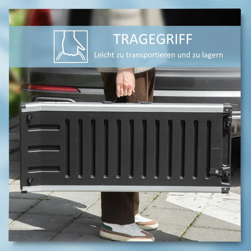 PawHut Haustierrampe klappbar größenverstellbar Aluminium Schwarz + Silber