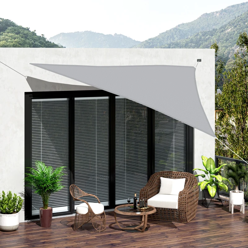 Outsunny Toldo Vela Triangular 3x3x3 m Vela de Sombra para Jardín Patio Terraza Poliéster Anti UV Color Gris