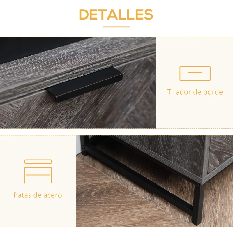 HOMCOM Mesita de Noche Estilo Moderno con 1 Cajón y Estante Abierto para Dormitorio Salón Oficina 40x40x52cm Gris Oscuro