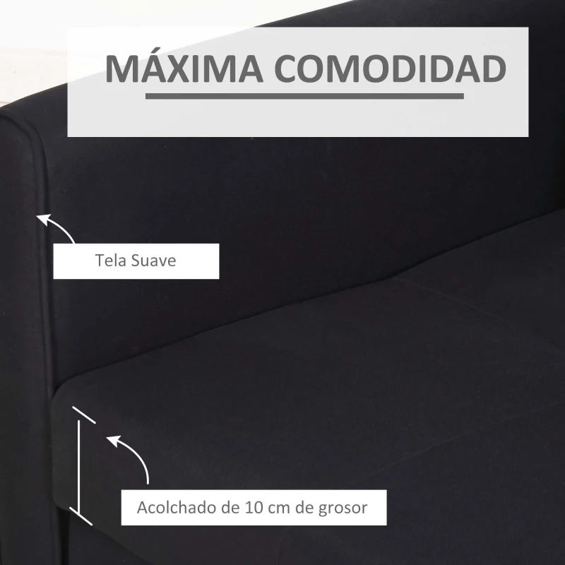 HOMCOM Sofá Cama de 2 Plazas Sofá Cama Tapizado en Poli Algodón con 2 Cojines Desmontables y Espacio de Almacenamiento Sofá Doble para Salón Oficina  152x101x81 cm Gris Carbón