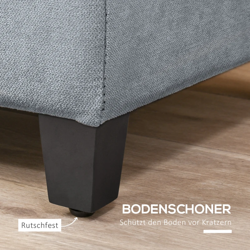 HOMCOM Sitzbank mit Stauraum, Ottomane, Flurbank, Knopfheftung,125,1 cm x 48,9 cm x 41,3 cm, Grau