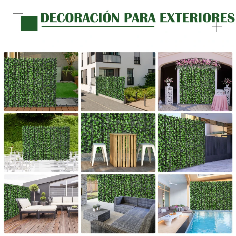 Outsunny Seto Artificial en Rollo 3x1 m Pantalla de Cerca de Privacidad para Balcón Valla Jardín Exterior Planta Decorativa de Pared PE Verde(m-7)
