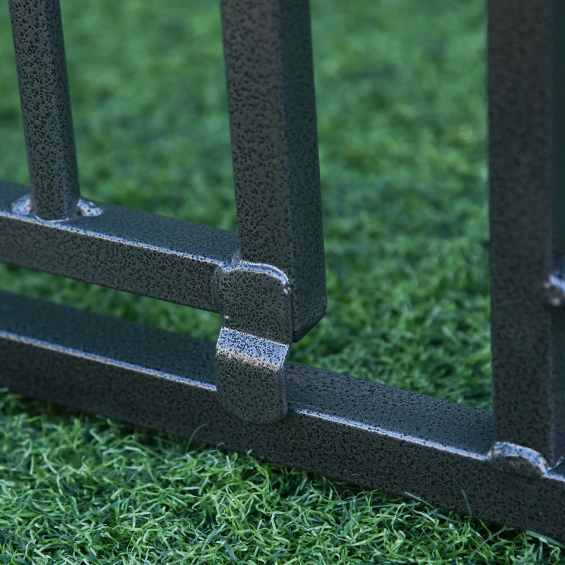 PawHut Parque para Perros 6 Vallas de Metal 61x76 cm Corrales Desmontables para Perros con Techo Hexagonal y Puerta con Cierre de Seguridad 122x105x119 cm Negro y Colorido