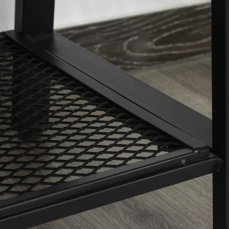 HOMCOM Meuble TV design industriel dim. 100L x 40l x 50H cm grand plateau 2 niches + étagère panneaux particules coloris boisé métal noir