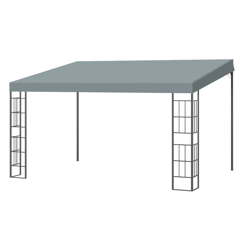 Outsunny Pergola 4 x 3 m Gartenpavillon Pavillon Überdachung Zelt Metall Polyester Grau