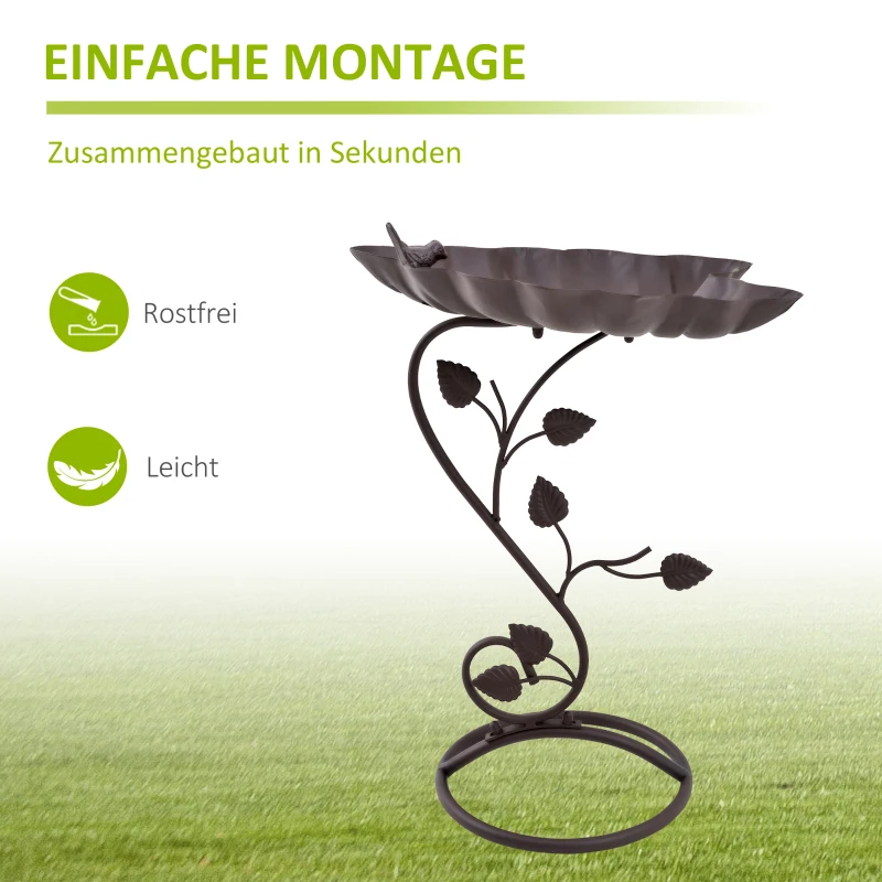 Outsunny Vogeltränke, Vogelbad in Lotosblatt-Form, Vogelbecken, Deko, Garten, Vogel, Metall, Bronze, 38,5 x 31 x 54 cm