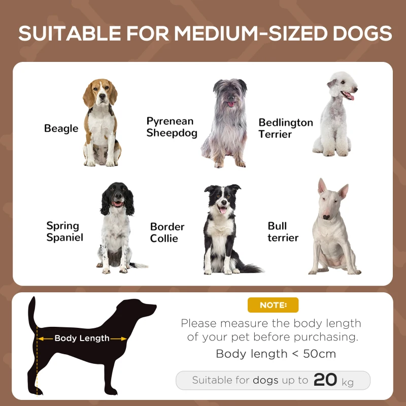 PawHut Raised Dog Bed Waterproof Elevated Pet Cot with Breathable Mesh UV Protection Canopy Brown, for Medium Dogs, 76 x 61 x 73cm