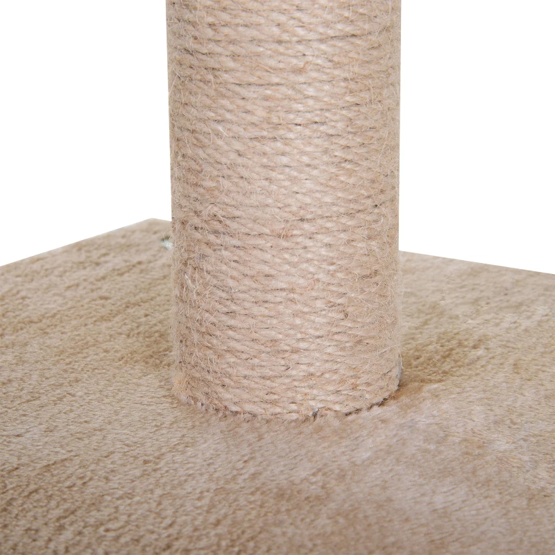 PawHut Arbre à chat 3 griffoirs grattoirs sisal naturel plateformes panier niches et boule suspendue dim. 60L x 40l x 92H cm peluche haute densité 500 g/m² gris beige
