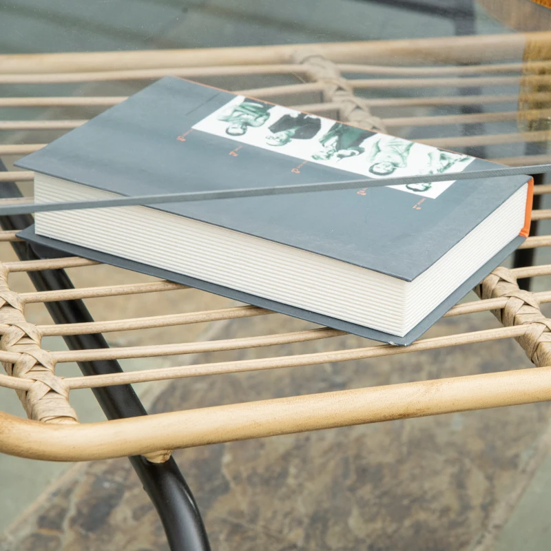 Outsunny Set da Giardino 4 Pezzi in Rattan PE e Metallo con Divanetto, 2 Sedie e Tavolino da Caffè, Beige