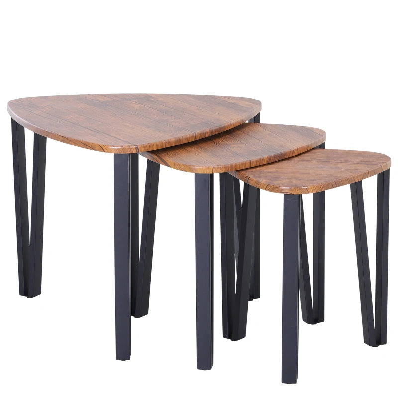 HOMCOM 3 Mesitas de Café Mesa de Centro Minimalista Patas de Acero con Funda de Plástico Mesa Nido para Salón Sofá 56x54.2x45.4cm