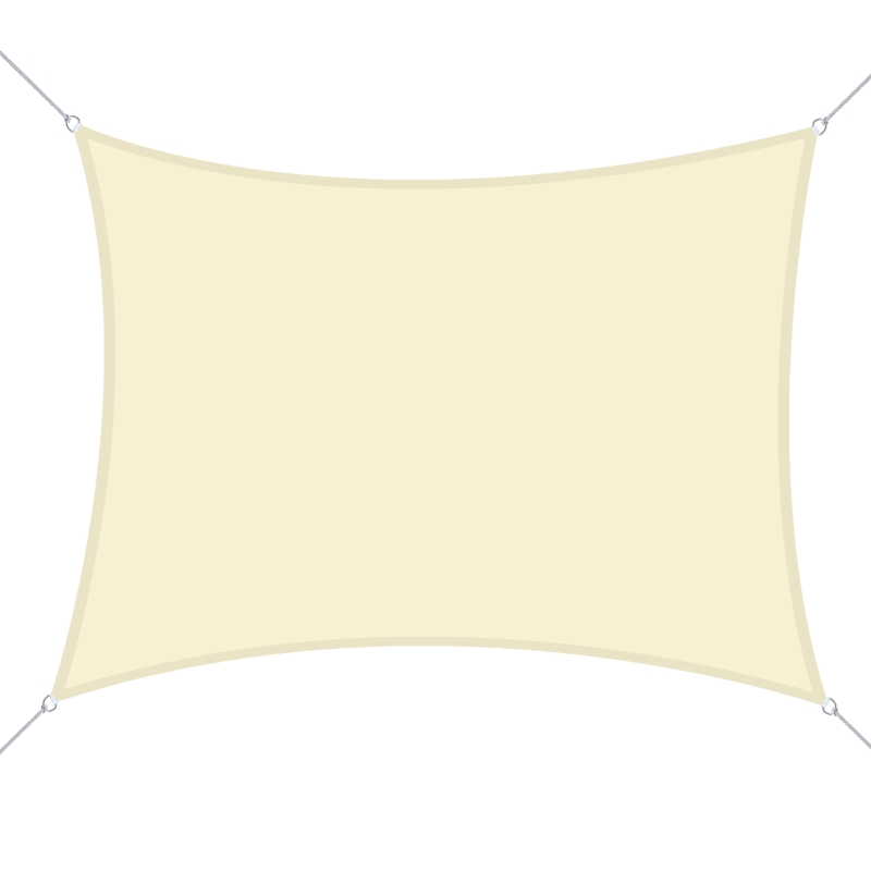 Outsunny Vela Ombreggiante Rettangolare 4x6m, Tenda da Sole per Esterno in Poliestere Anti UV Traspirante Bianco Crema