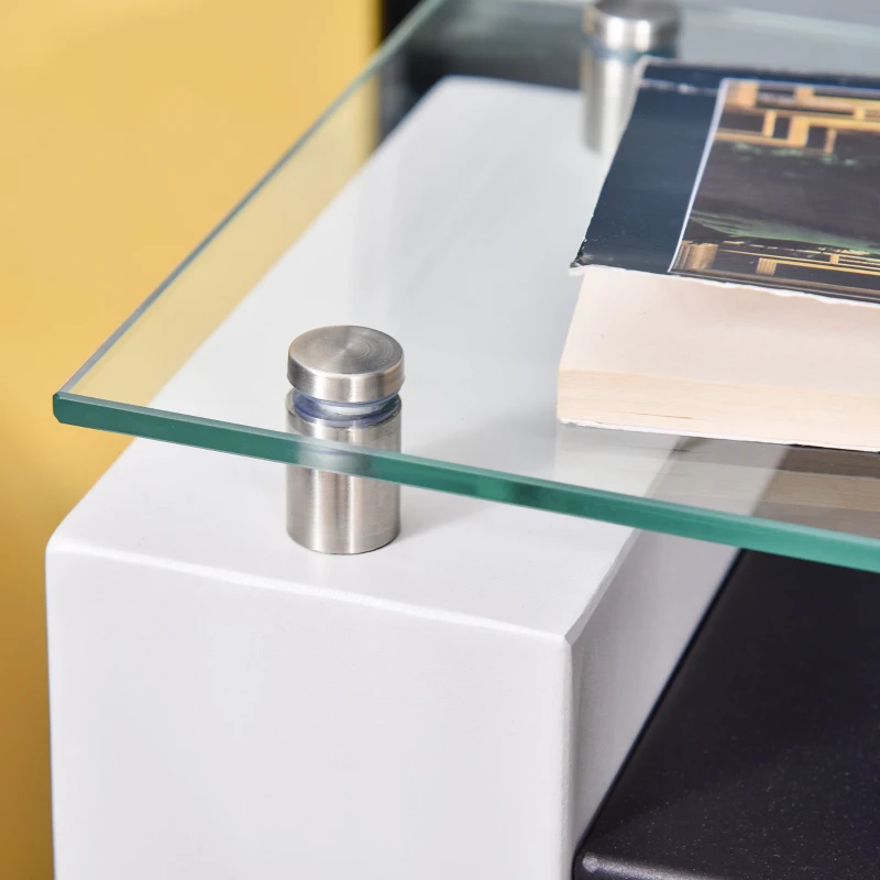 HOMCOM Camino Bioetanolo con Serbatoio da 1.5L e Copertura 20m², Biocamino in Acciaio e Vetro, 60x20x79cm, Bianco e Nero